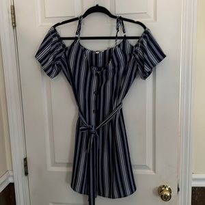 summery nautical inspired blue and white striped dress